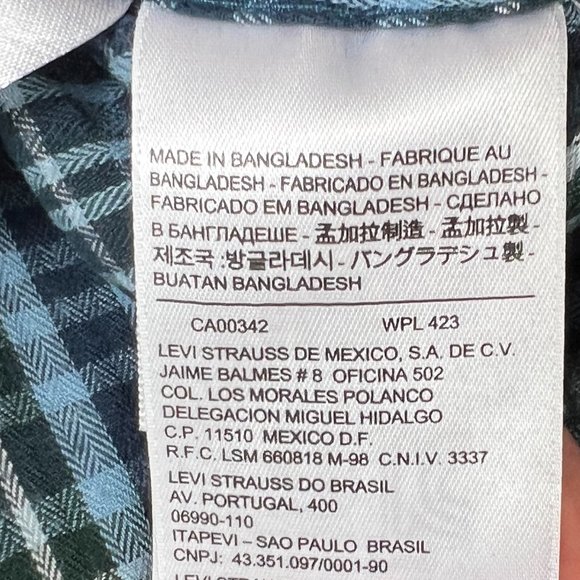 LEVIS SAWTOOTH CHECKED long sleeve mens blue SHIRT - Picture 5 of 6
